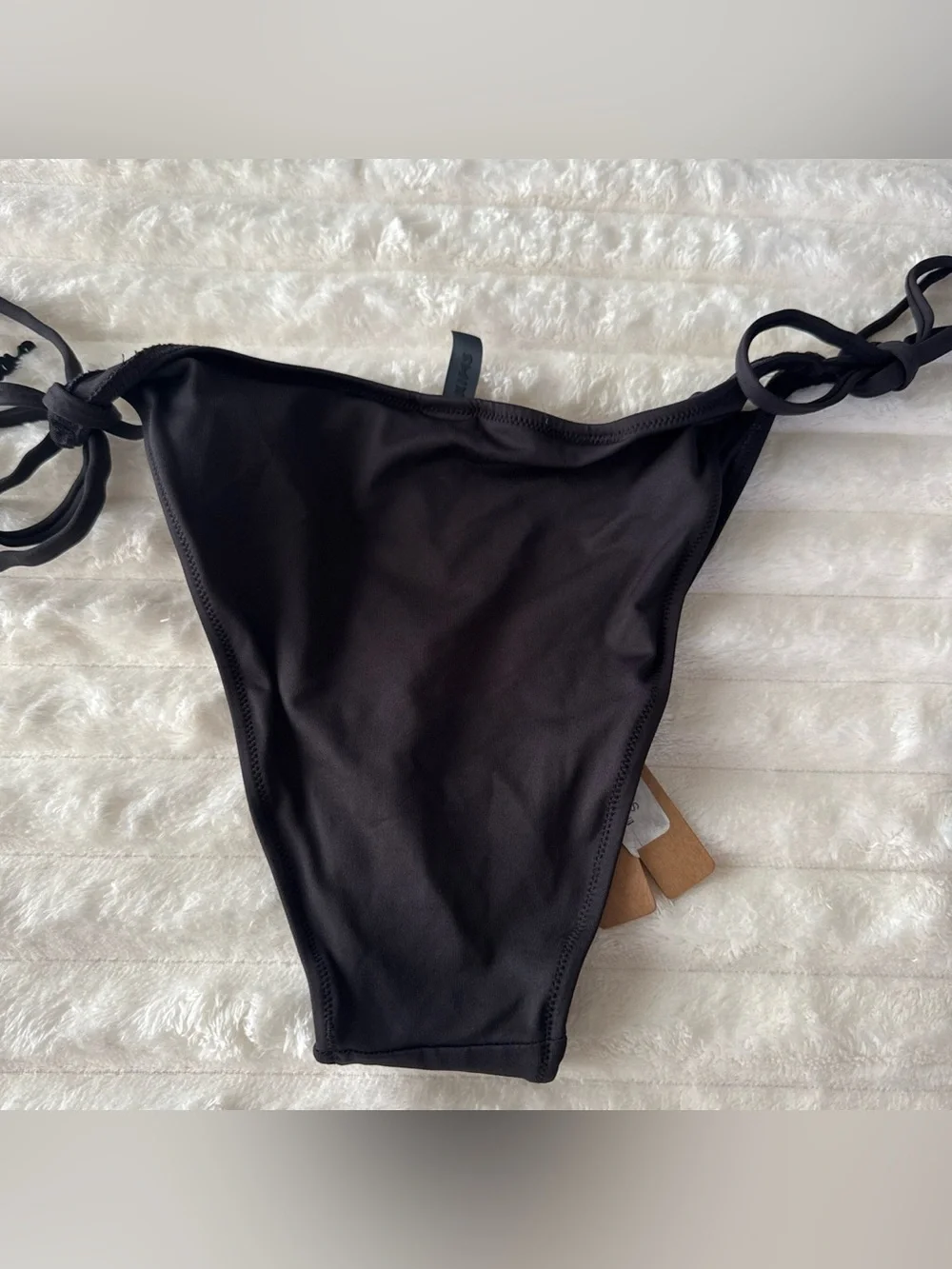 NWT SKIMS Onyx Tie Side Bikini Bottoms Size M Minimal Adjustable Swimwear